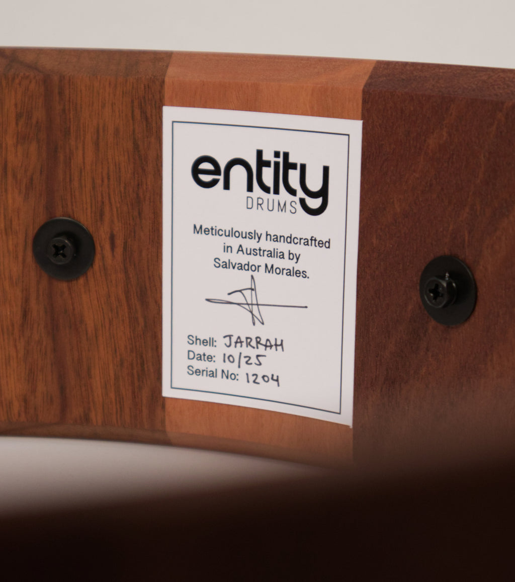ENTITY 4 X 14" JARRAH BLOCK SNARE DRUM (50% DEPOSIT)