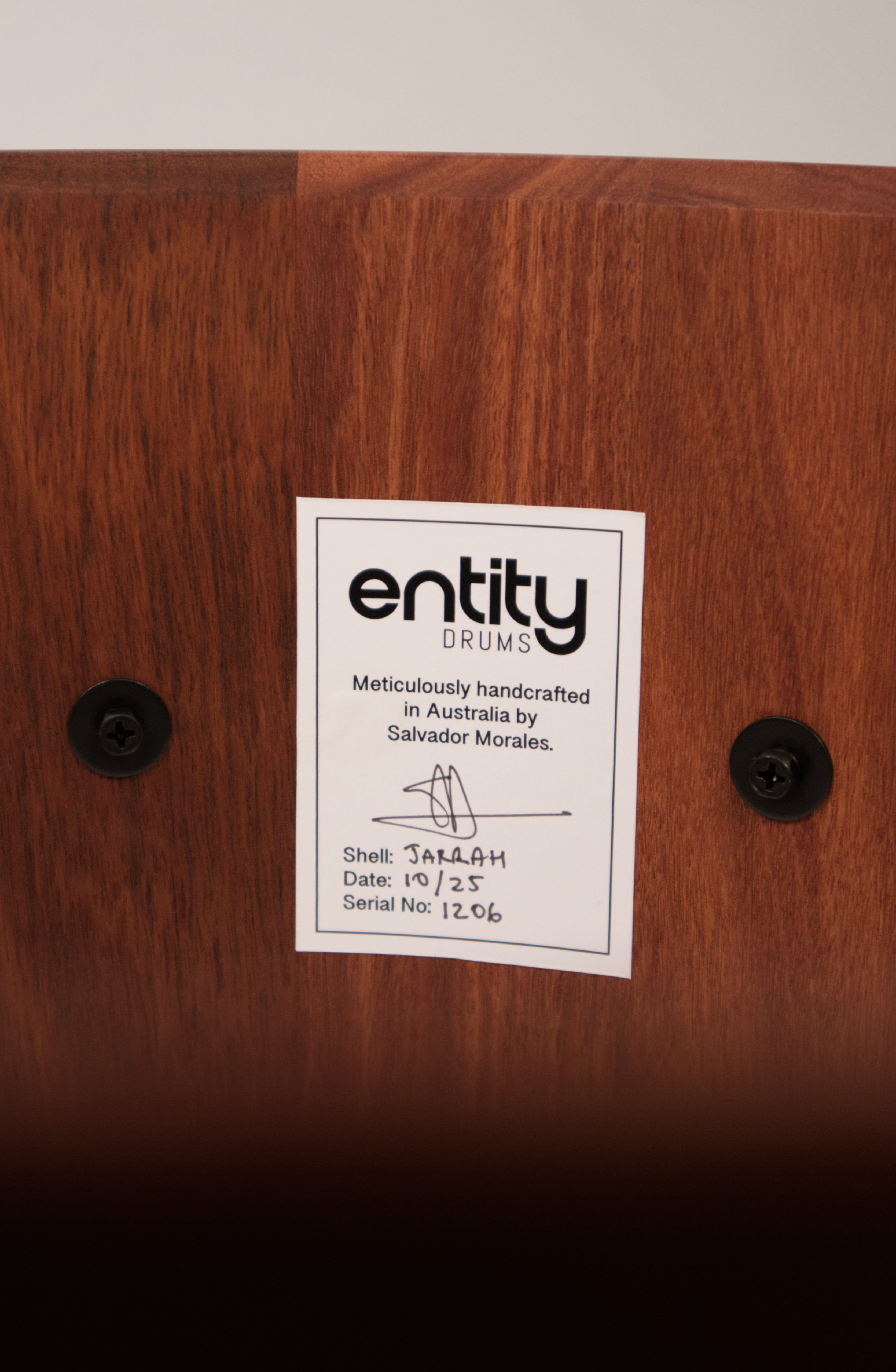 ENTITY 7 X 14" JARRAH BLOCK SNARE DRUM (50% DEPOSIT)