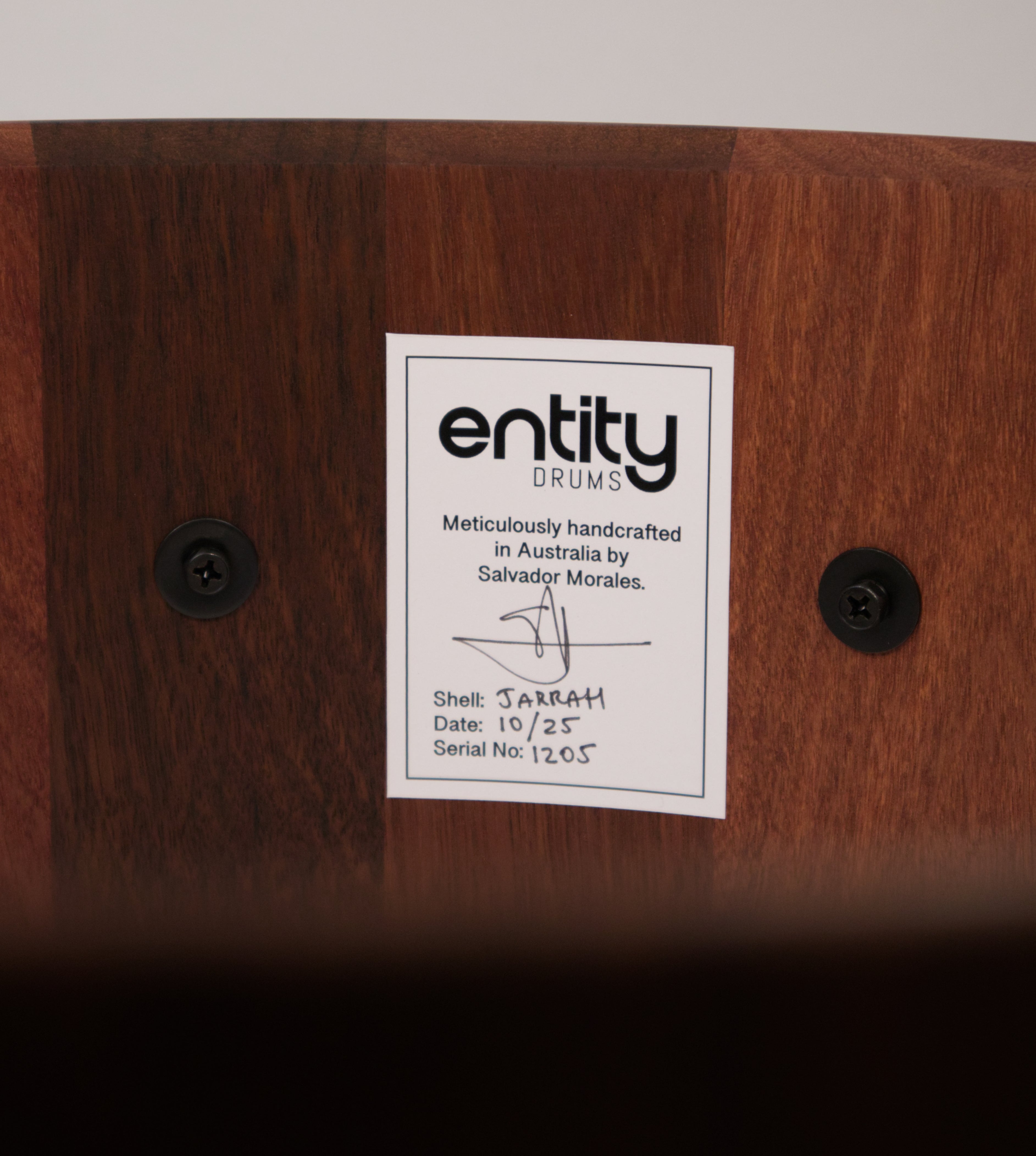 ENTITY 5.5 X 14" JARRAH BLOCK SNARE DRUM (50% DEPOSIT)