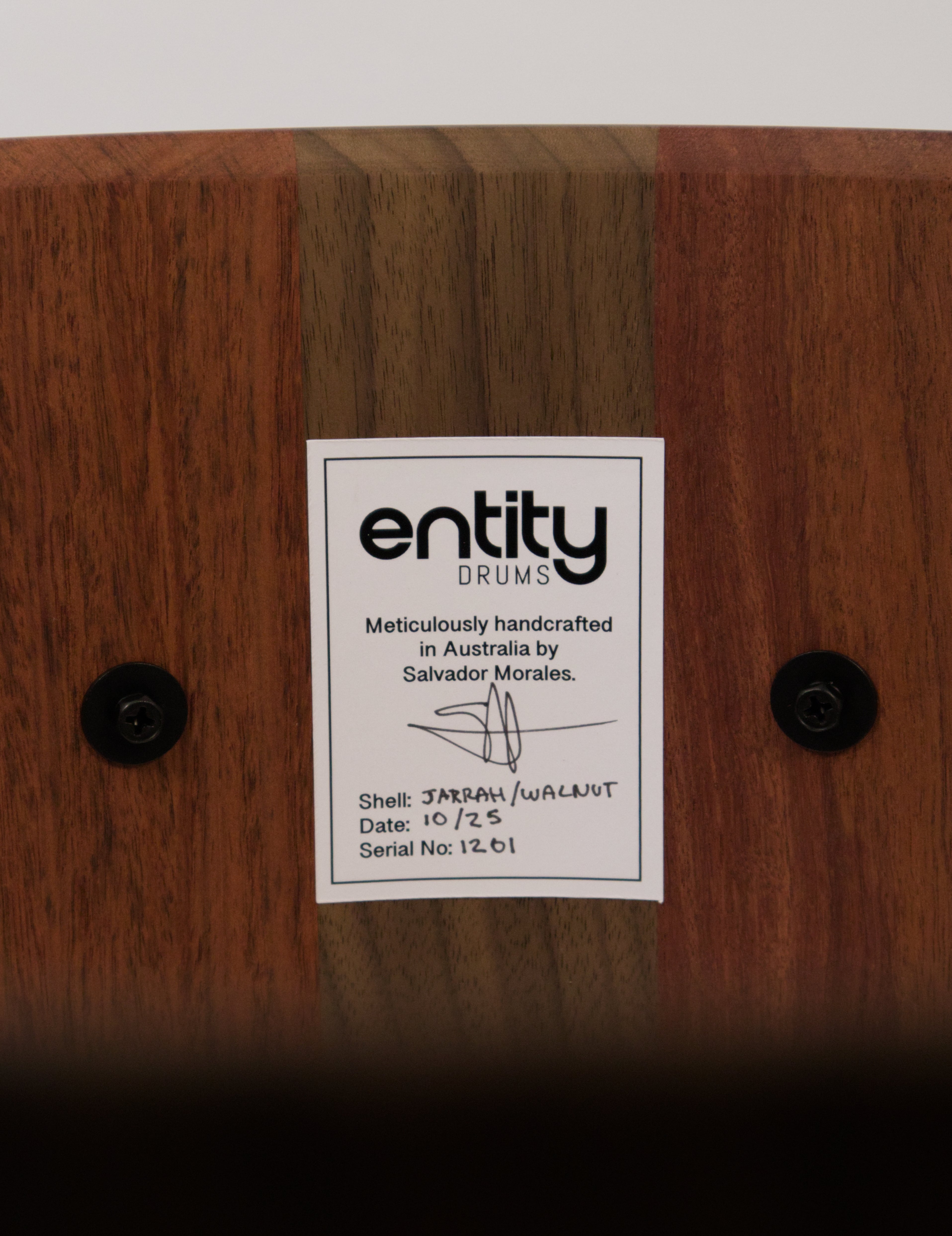 ENTITY CUSTOM WALNUT & JARRAH BLOCK SNARE DRUM (50% DEPOSIT)